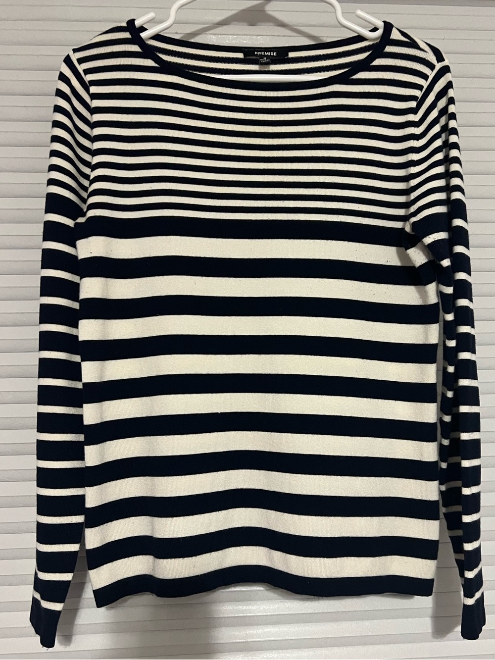 Striped Crewneck Sweater in Black and White — Womens